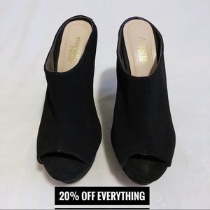 Charlotte Russe | Peep Toe Platform Wedge Mules